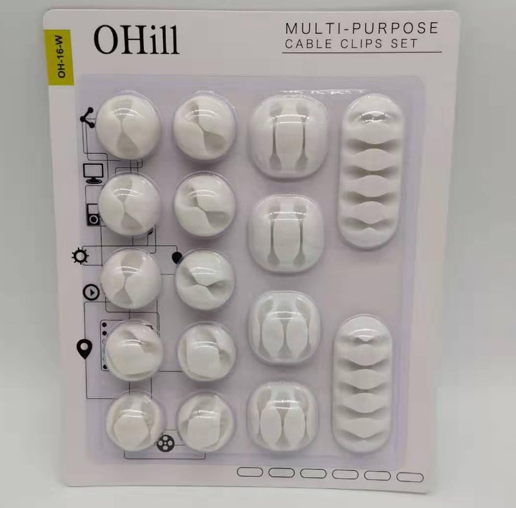 OHill 16PCS White Self Adhesive Cable Clips, Cord Holder, Cord Organizer