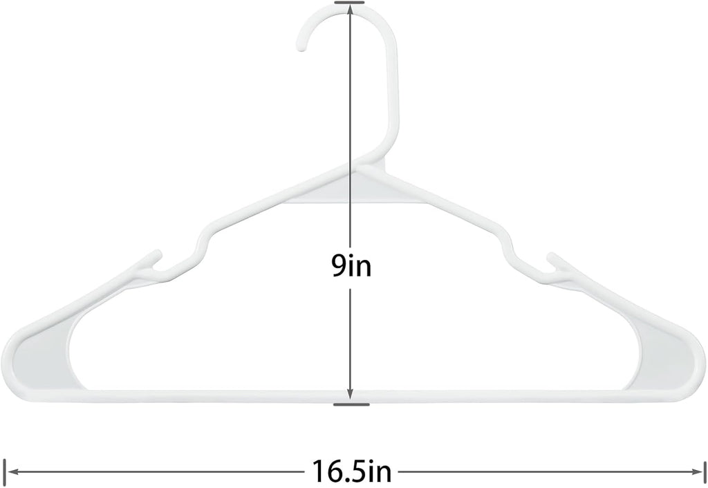 VECELO 25 Pack Plastic Hangers-Clothes Hangers Set with Shoulder Non Slip Notches for Closet Space Saving-Heavy Duty Coat Hanger,White