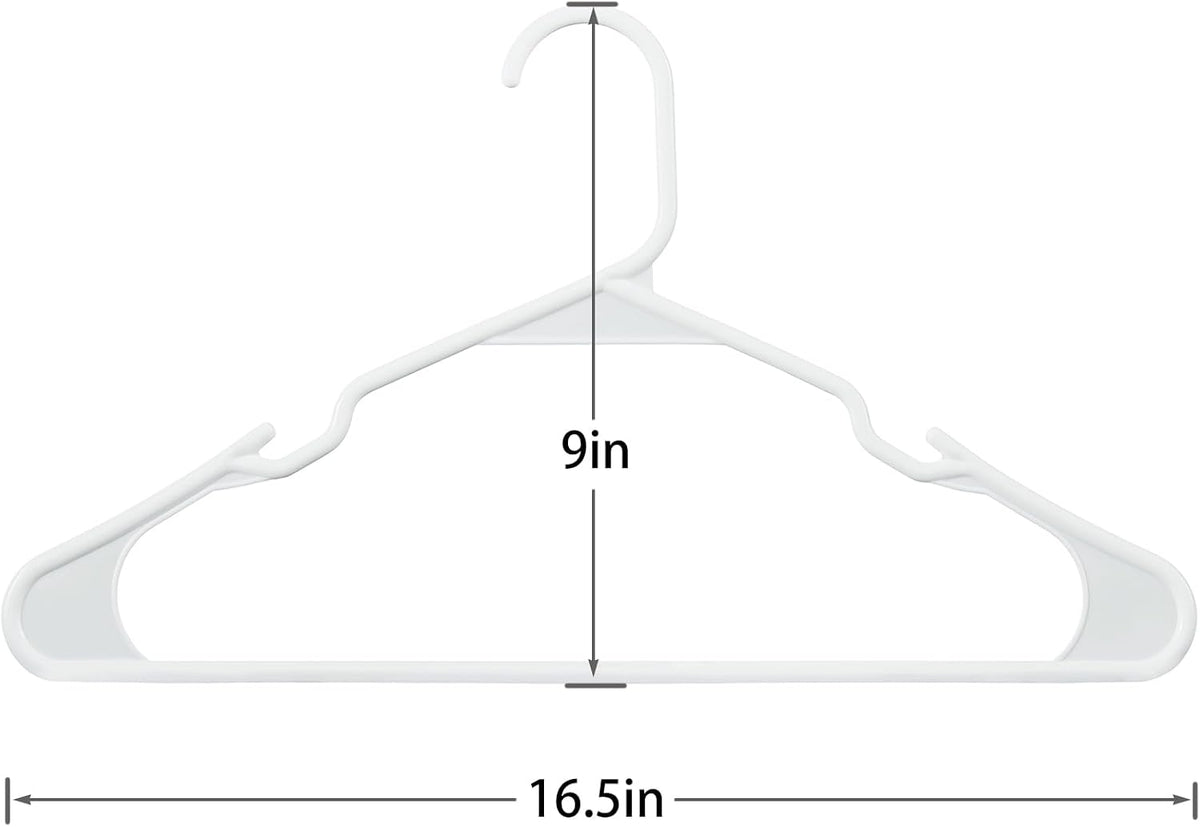 VECELO 25 Pack Plastic Hangers-Clothes Hangers Set with Shoulder Non Slip Notches for Closet Space Saving-Heavy Duty Coat Hanger,White