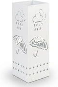 BEWBBAT Metal Umbrella Stand for Entryway, 6 x 6 x 17 Inch White Square Umbrella Organizer Bin, Free Standing Umbrella Holder,Walking Sticks, Home Office Decor