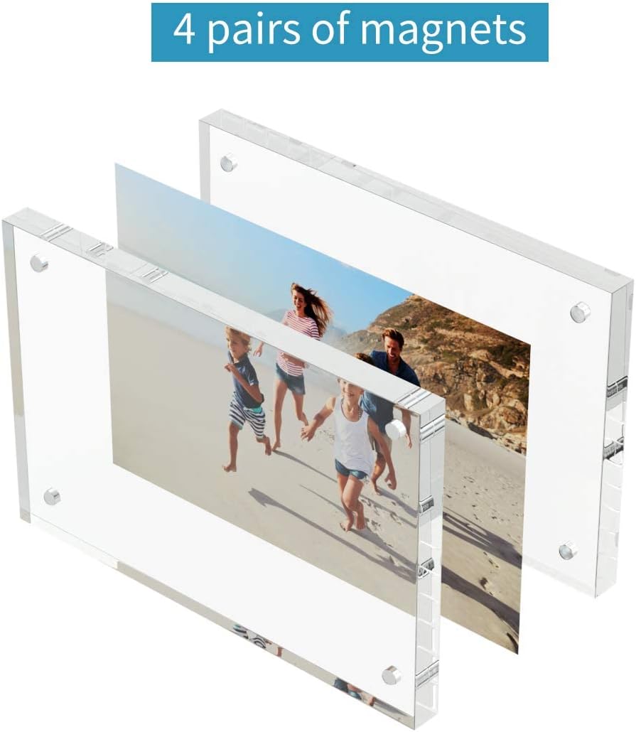 AITEE 4x6 Acrylic Picture Frames 6 Pack, Clear Picture Frames，20% Thicker