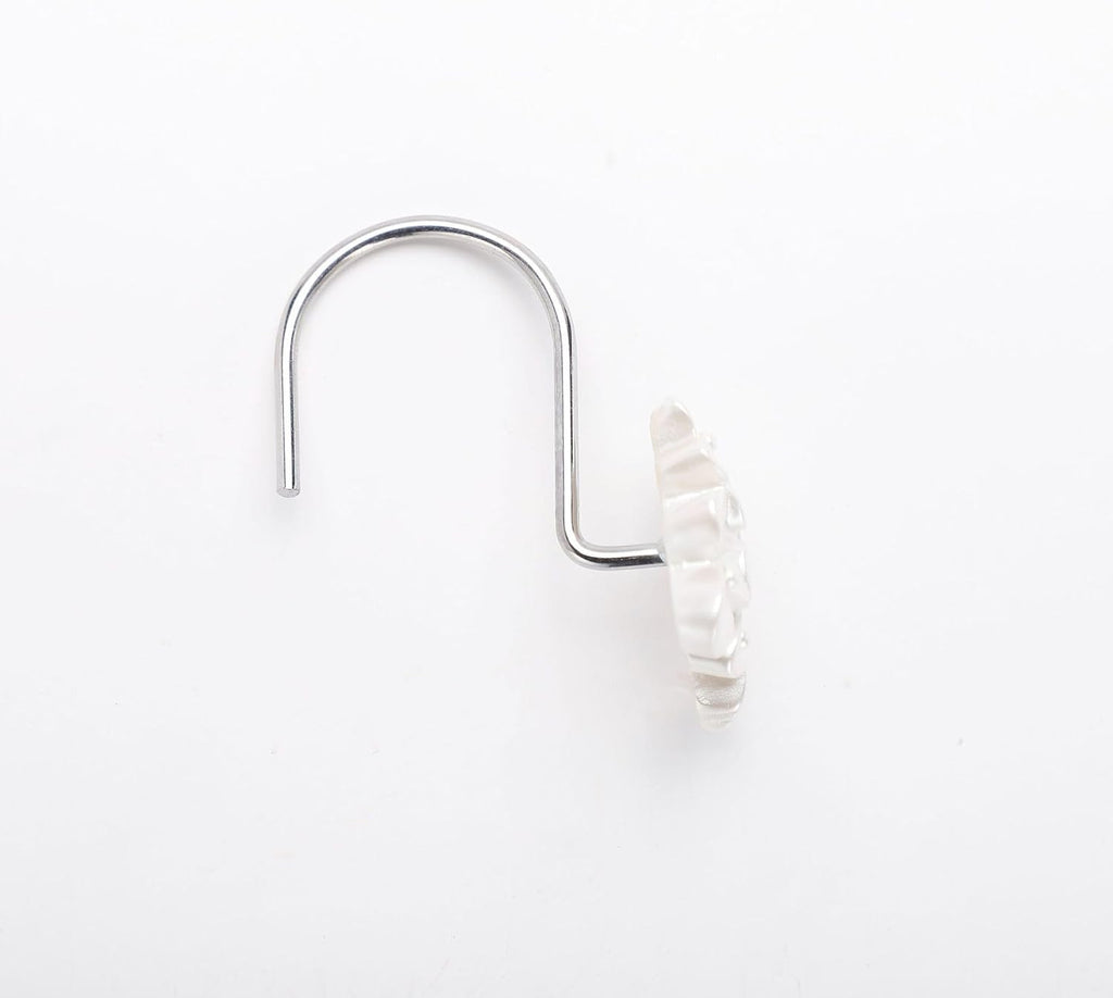 White Flower Shower Curtain Hooks Set of 12 White Decorative Rings