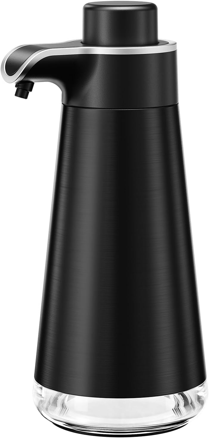 BYUNER Soap Dispenser for Bathroom & Kitchen, 15 fl oz Refillable Soap Dispenser, Brushed Black Metal Look Countertop Soap Dispenser, Rust-Free Hand Soap & Dish Soap Dispenser