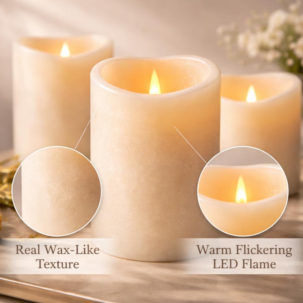 Enido 9pcs Flameless Flicking LED Candles with Remote, Battery Operated Outdoor Waterproof Candles, Electric Candle for Dining Tables and Halloween Decoration