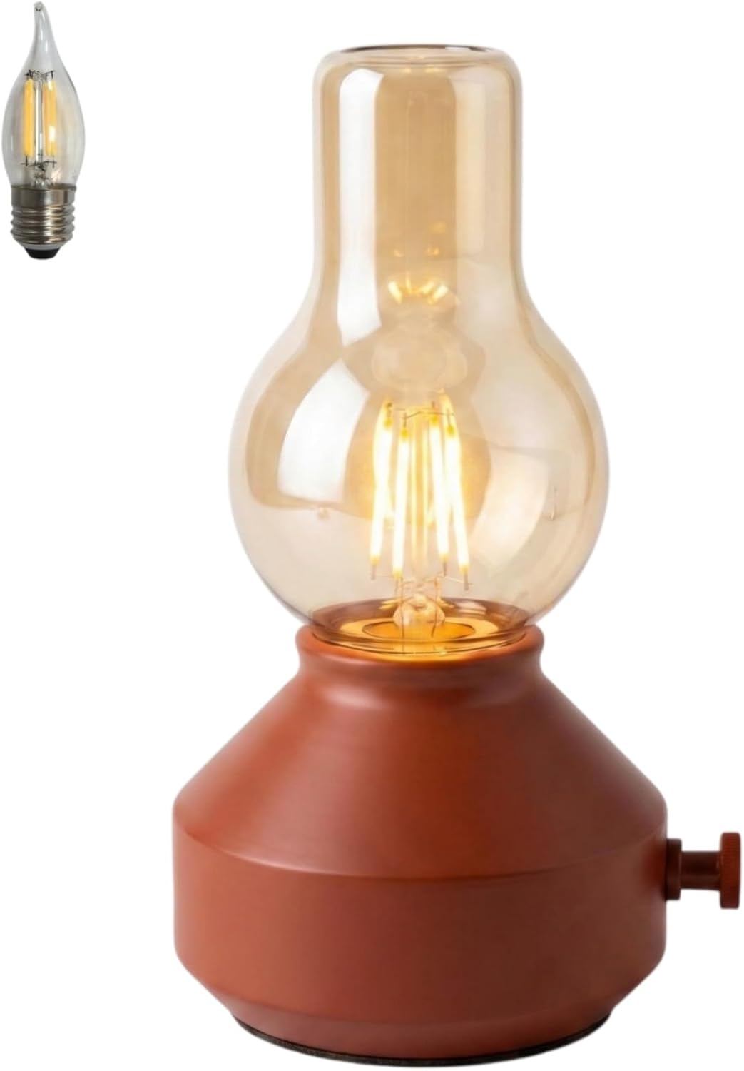 Vintage Rechargeable Cordless Small Table Lamp, Rotary Dimmable Control