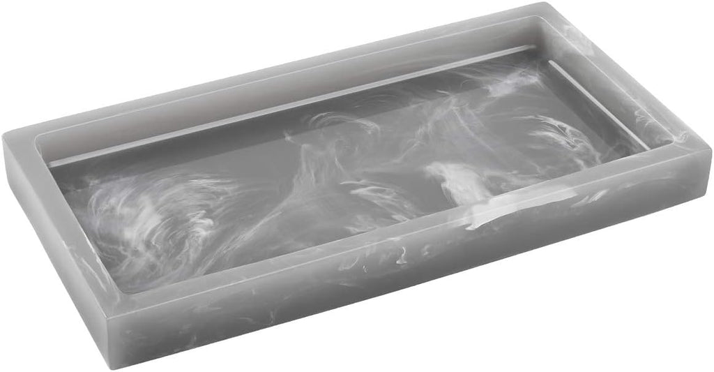 Luxspire Resin Bathroom Vanity Tray Countertop Organizer, Mini, Ink Gray