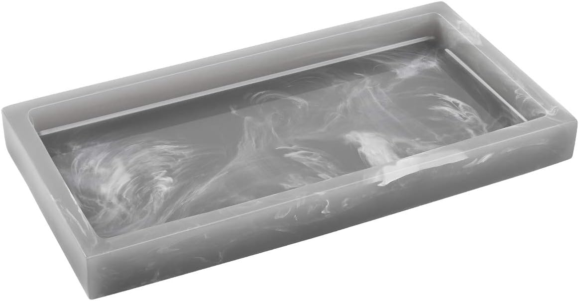 Luxspire Resin Bathroom Vanity Tray Countertop Organizer, Mini, Ink Gray