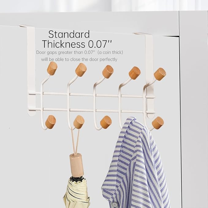 HYMIKO Over The Door Hooks, 2 Pack Metal Door Hanger Organizer
