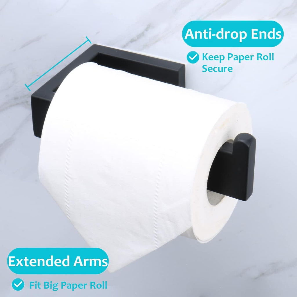 TocTen Toilet Paper Holder-Bathroom Tissue Holder Fit Big Roll Paper, Toilet Paper Roll Holder Wall Mounted Made of Thicken 304 Stainless Steel, Suitable for Bathroom, Kitchen, Office (5.9 in, Black)