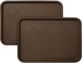 2-Pack Boot Trays for Entryway, Plastic Shoe Tray with Raised Edges (Brown)