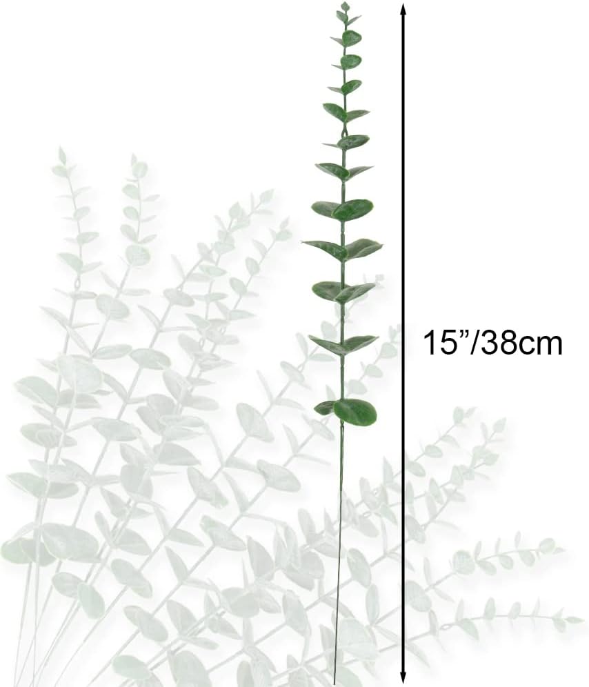 Sivya 40pcs Artificial Eucalyptus Stems, Faux Eucalyptus Leaves for Vase, Wedding Bouquet, Centerpiece, Home Decor