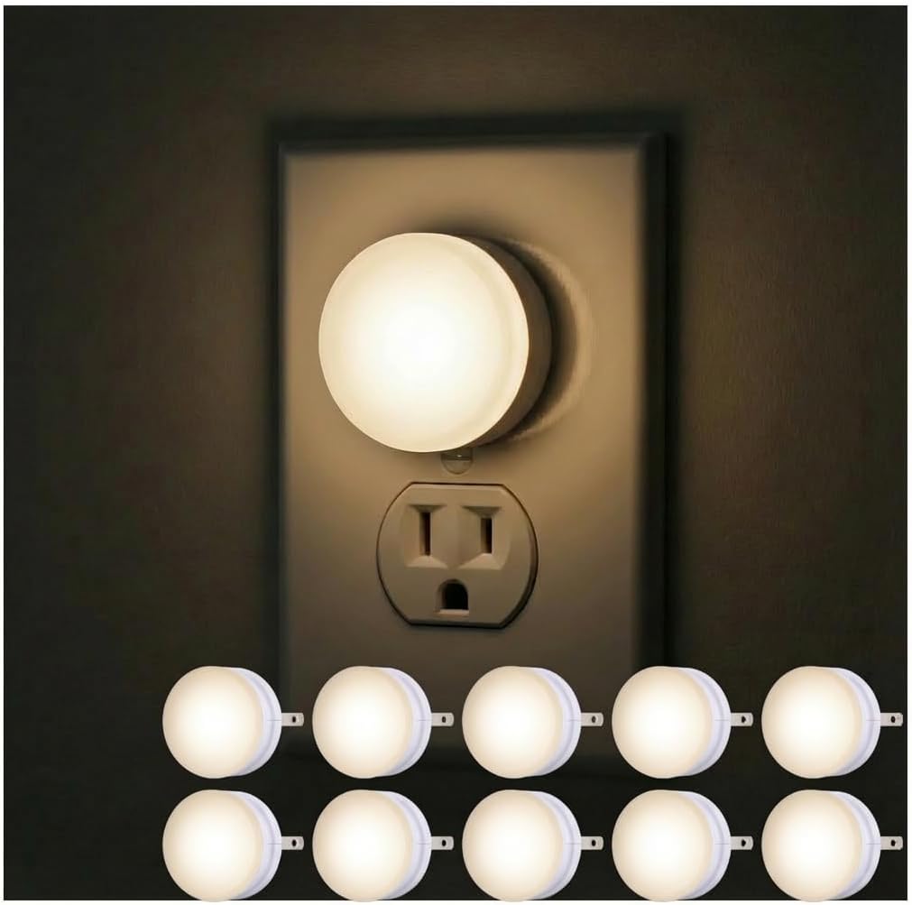 Lights By Night Mini Plug in Night Light with Dusk to Dawn Sensor, 10 Pack
