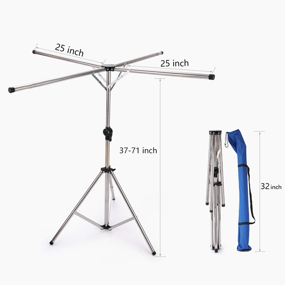 Collapsible Clothes Rack Foldable Portable Space Saving Clothes Drying Rack High Capacity Stainless Steel Laundry Drying Rack with 4 Branches