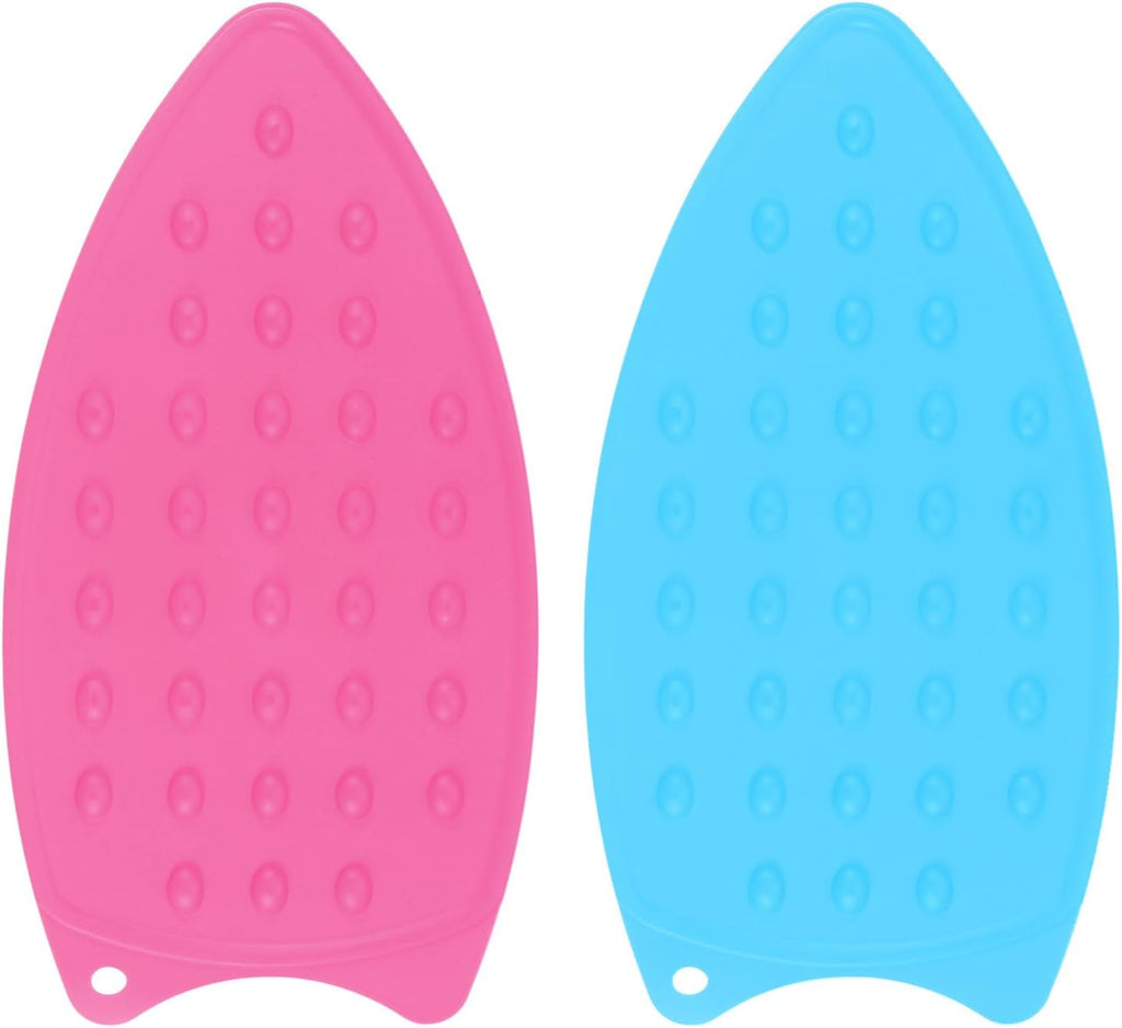 HARFINGTON 2pcs Silicone Iron Rest Pad, Multipurpose Iron Hot Resistant Mat Iron Rest Plate for Ironing Board Hot Heat Resistant Steam Compact Mat, Fuchsia/Blue