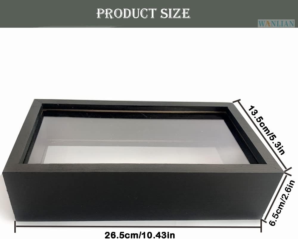 Shadow Box Frame,Wooden Double-Sided High-Definition Plexiglass Storage Box, DIY Display Box, Suitable for Dried Flowers, Specimens, Handicrafts, Baby Souvenirs and Photos (Black)