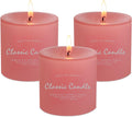 Set of 3 Pink Pillar Candles 3" x 3" Unscented for Weddings Home Holidays Relaxation Spa Church