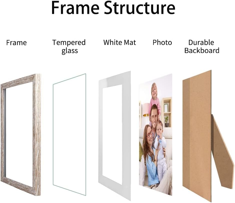 Giftgarden Multi Colors Picture Frames with Mat for Multiple Sizes Photos, Four 4x6, Four 5x7, Two 8x10, Assorted Gallery Frame Collage for Wall or Tabletop, Set of 10