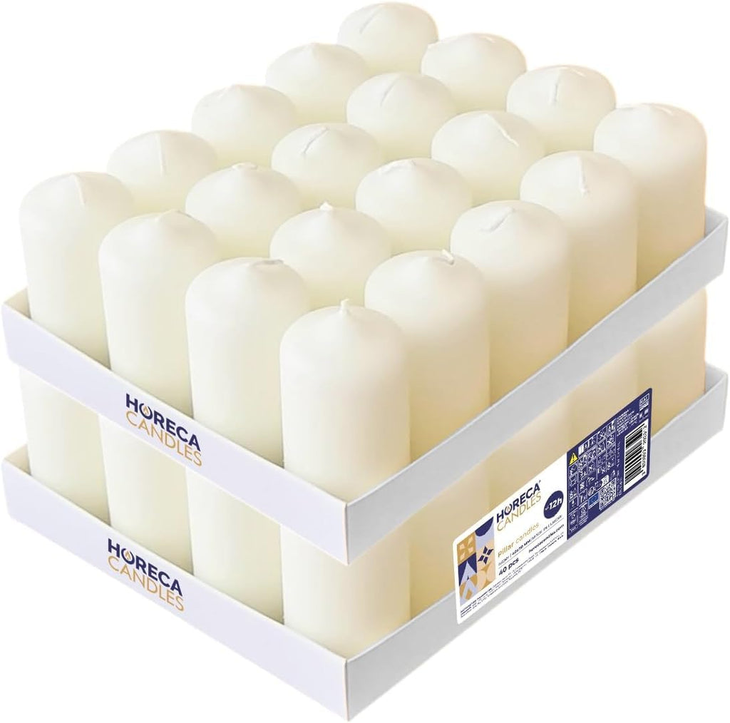 Pillar Candles Set of 40, Ivory Unscented, 1.57 x 2.76 in