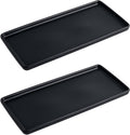 Ceramic Bathroom Tray, Modern Countertop Vanity Organizer, Porcelain Rectangular Soap & Perfume Tray, Water-Resistant Dresser Jewelry Dish, 10",Black, 2 Pack