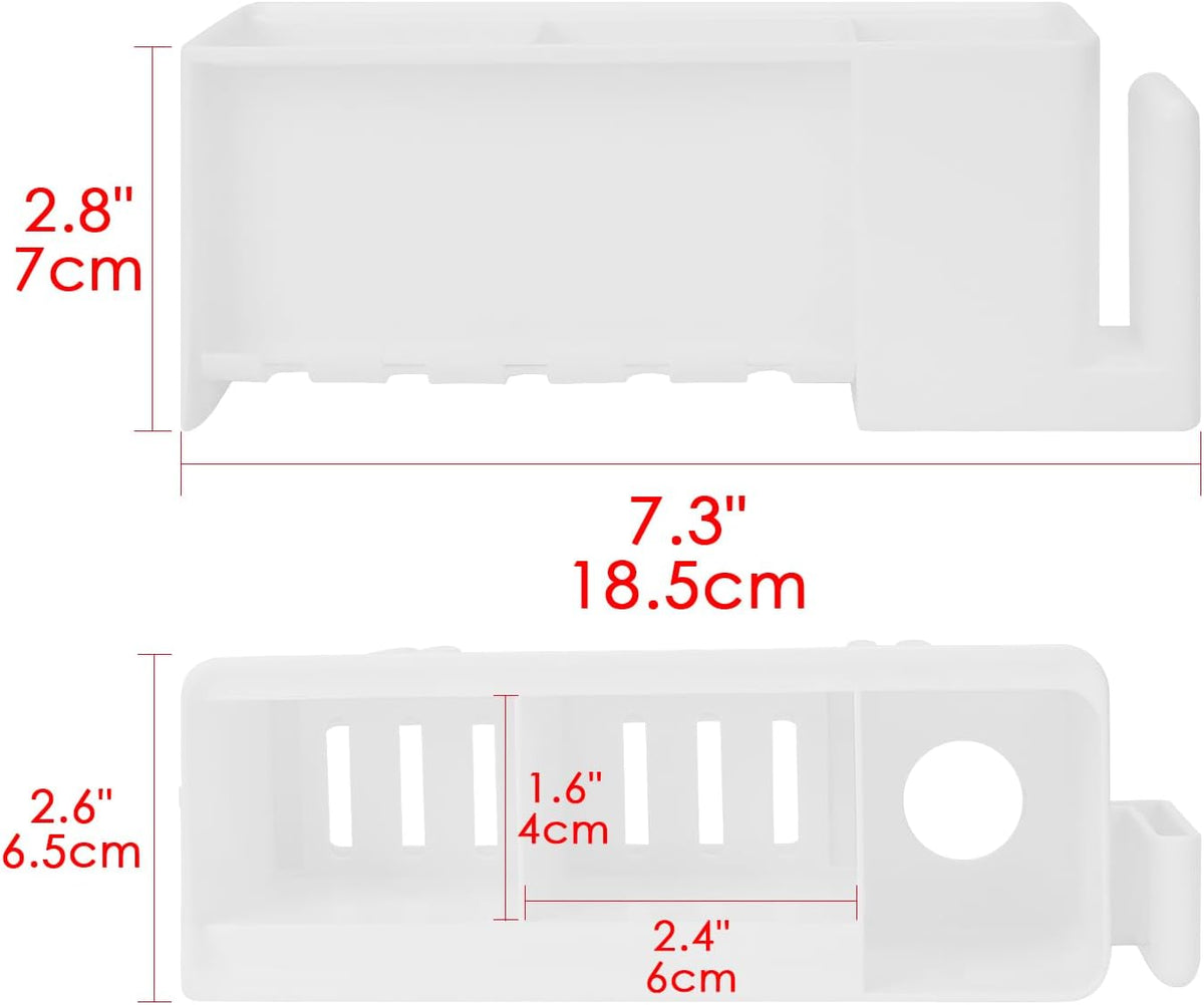 5 Slots Wall Mount Toothbrush Holder with Storage Box, Self Adhesive Toothbrush Storage Organizer for Shower, Toothpaste & Toothbrush Hanger for Bathroom, Medicine Cabinet, Dorm (White)