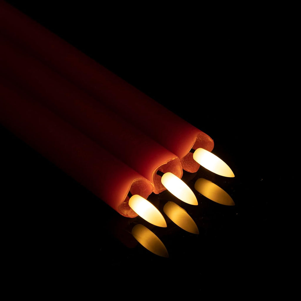 JOIONE Red Flameless Taper Candles with Remote, 6 Pack Flickering Tapers