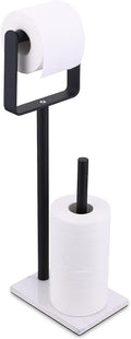 Hoooh Toilet Paper Holder Stand with Weighted Marble Base, Matte Black
