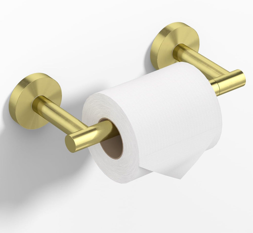 HITSLAM Gold Toilet Paper Holder, Double Post Pivoting, SS304
