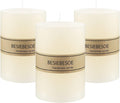 3×4 Ivory Pillar Candles Set of 3 Unscented Handpoured Weddings, Home Decoration, Restaurants, Spa, Church Smokeless Cotton 120 Hour