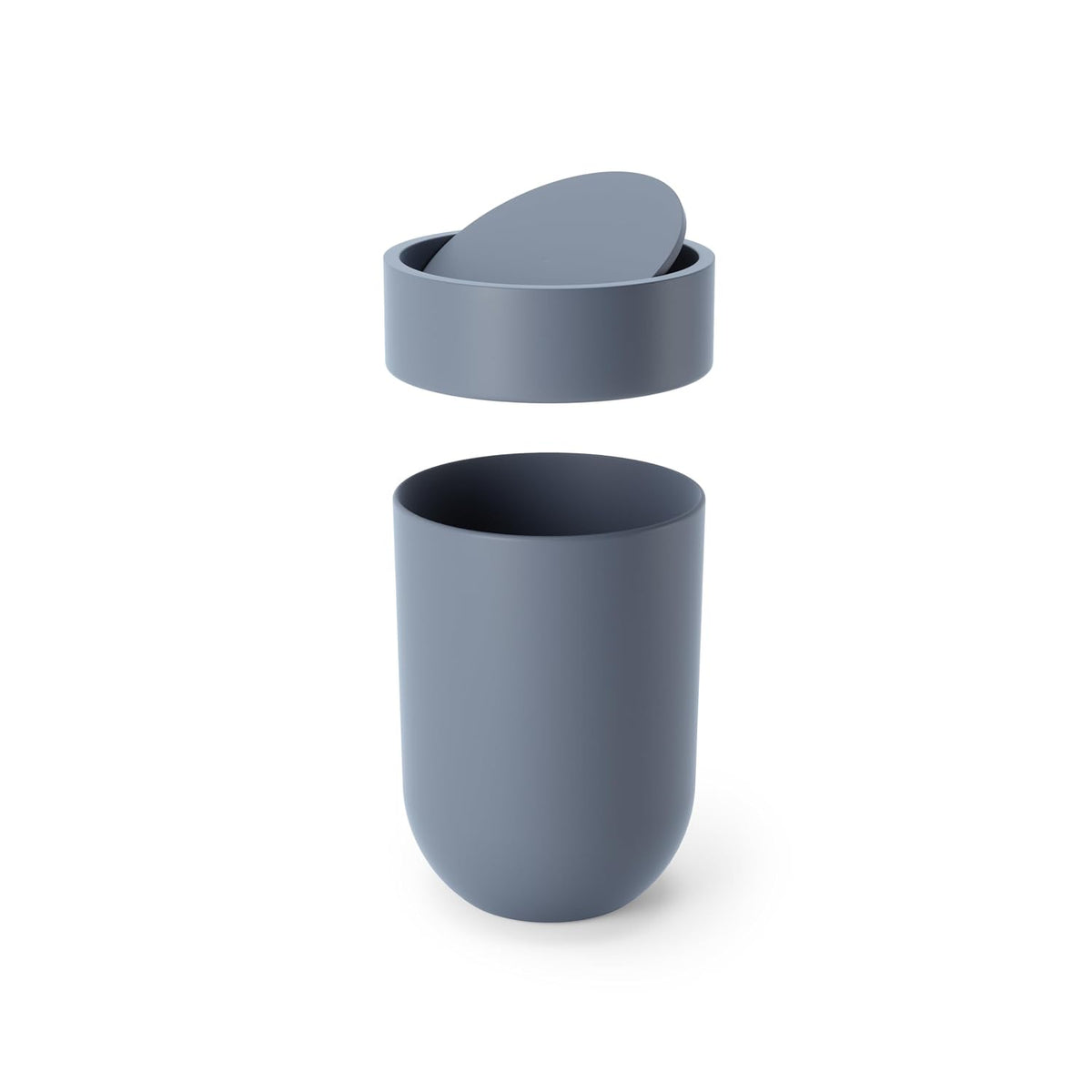 Umbra Touch Bathroom Trash Can with Lid, 1.6 Gallon, Slate Blue