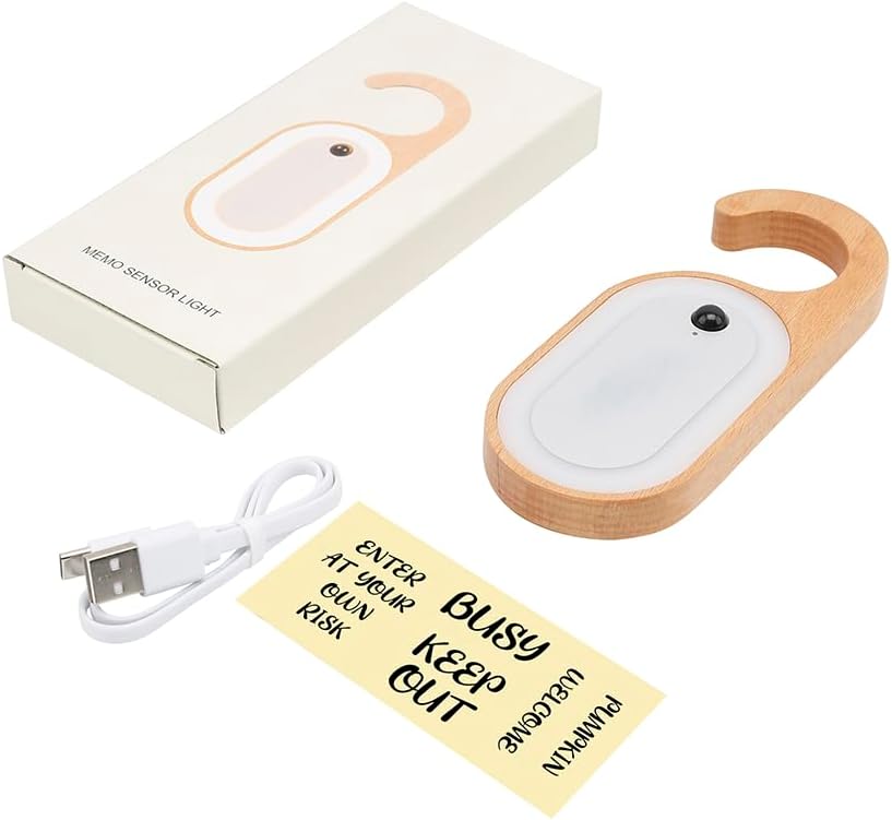 LANDGOO Keyhole Light, Doorknob Memo Board Night Light,Beech, 2 Pack