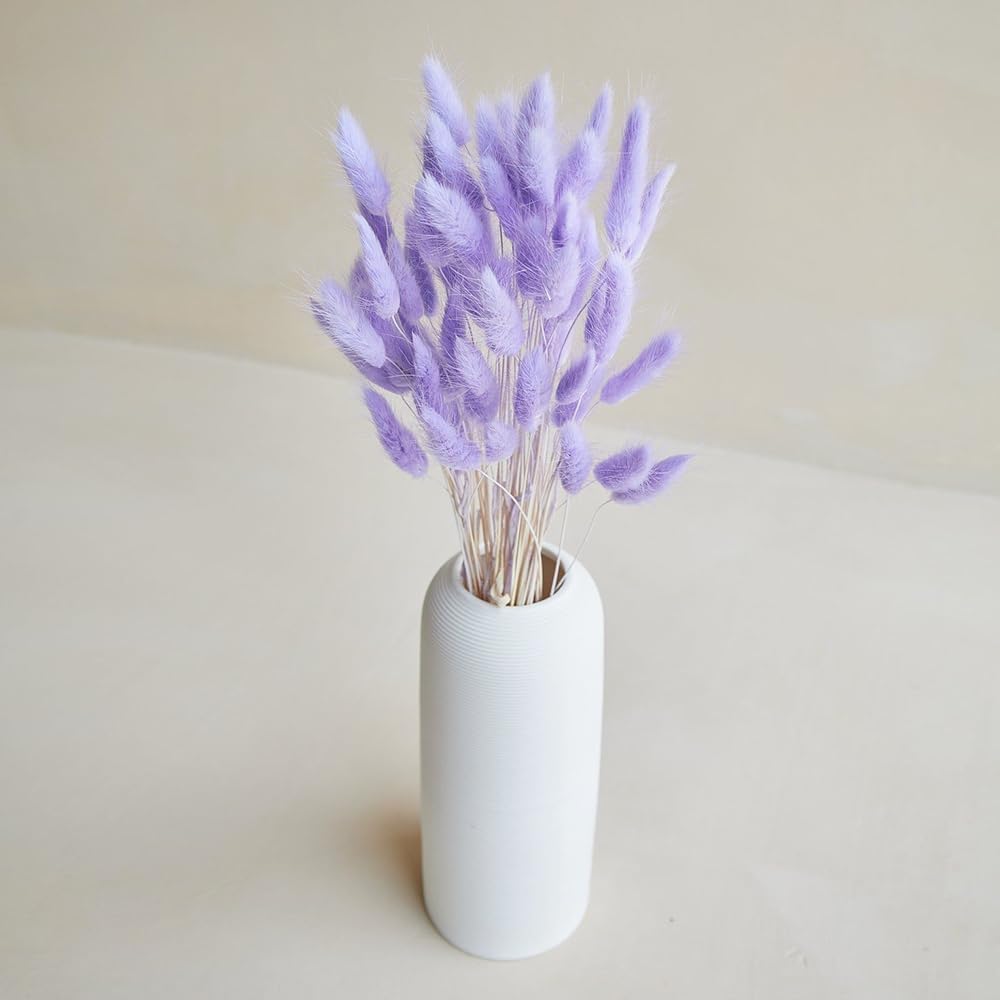 60PCS Rabbit Tail Grass Dried Flowers Dried Natural Floral (Purple)