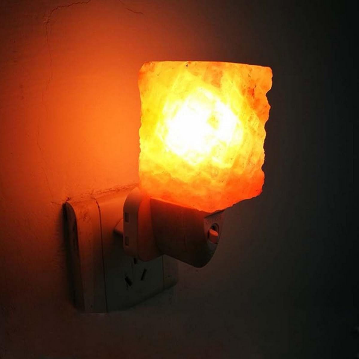 Himalayan Salt Night Light, Natural Crystal Lamp Natural Negative Ionizer Night Lights with LED Bulb, 360° Adjustable Plug