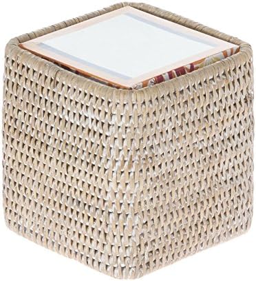 KOUBOO Rattan Cube Tissue Box Cover, Decorative Holder, White Wash, Home