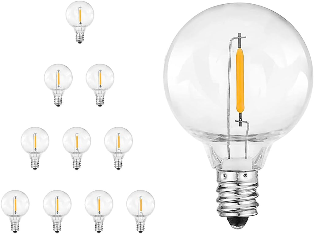 10PK G40 LED Replacement Bulbs, 0.6W 2700K Warm White, E12 Base