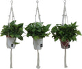 Macrame Plant Hangers Set of 3 – Handmade 39-Inch Indoor/Outdoor Hanging Planters in Ivory with Beads, Boho Home Decor for Pots up to 9 Inches (Pots Not Included)