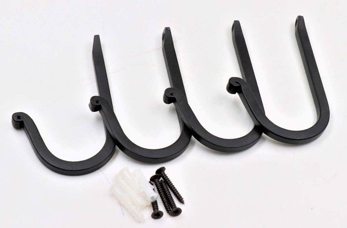 THDC Single Prong Wrought Iron Hooks, Vintage Hand Forged Iron Curved Metal Fasteners – Decorative Colonial Wall Décor, Heavy Duty Wall Hooks, Hangers for Keys, Coats, Robe, Bags, Home, Kitchen (4)