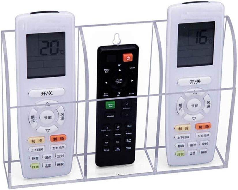 Clear Acrylic TV Remote Control Holder Remote Control Caddy Wall Mount Media Organizer Storage Box Rack for Phone Air Conditioner TV Remote Control Storage Case, 3 Slots