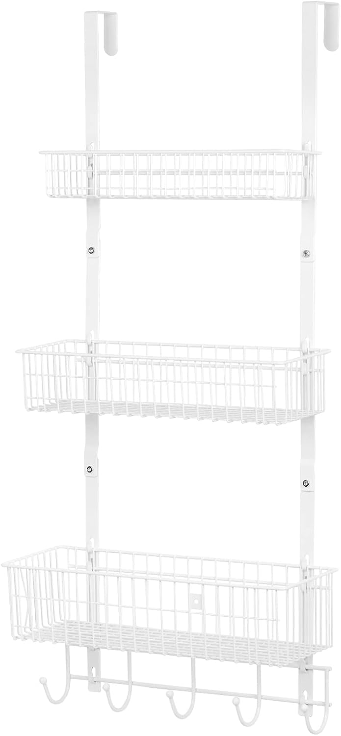 YBING Over The Door Organizer with Hooks, 3 Tier Door Hanger, White