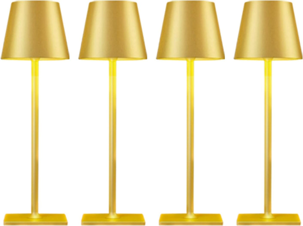 4 Pack Gold Led Cordless Table Lamps-Rechargeable Lamp Set of 4,Tabletop Lighting Outdoor Table Top Light for Restaurant Tables | Dinner | Kitchen Counter Top | Bulk of 4 Wirelss Lamps,Multi-Pack