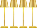 4 Pack Gold Led Cordless Table Lamps-Rechargeable Lamp Set of 4,Tabletop Lighting Outdoor Table Top Light for Restaurant Tables | Dinner | Kitchen Counter Top | Bulk of 4 Wirelss Lamps,Multi-Pack