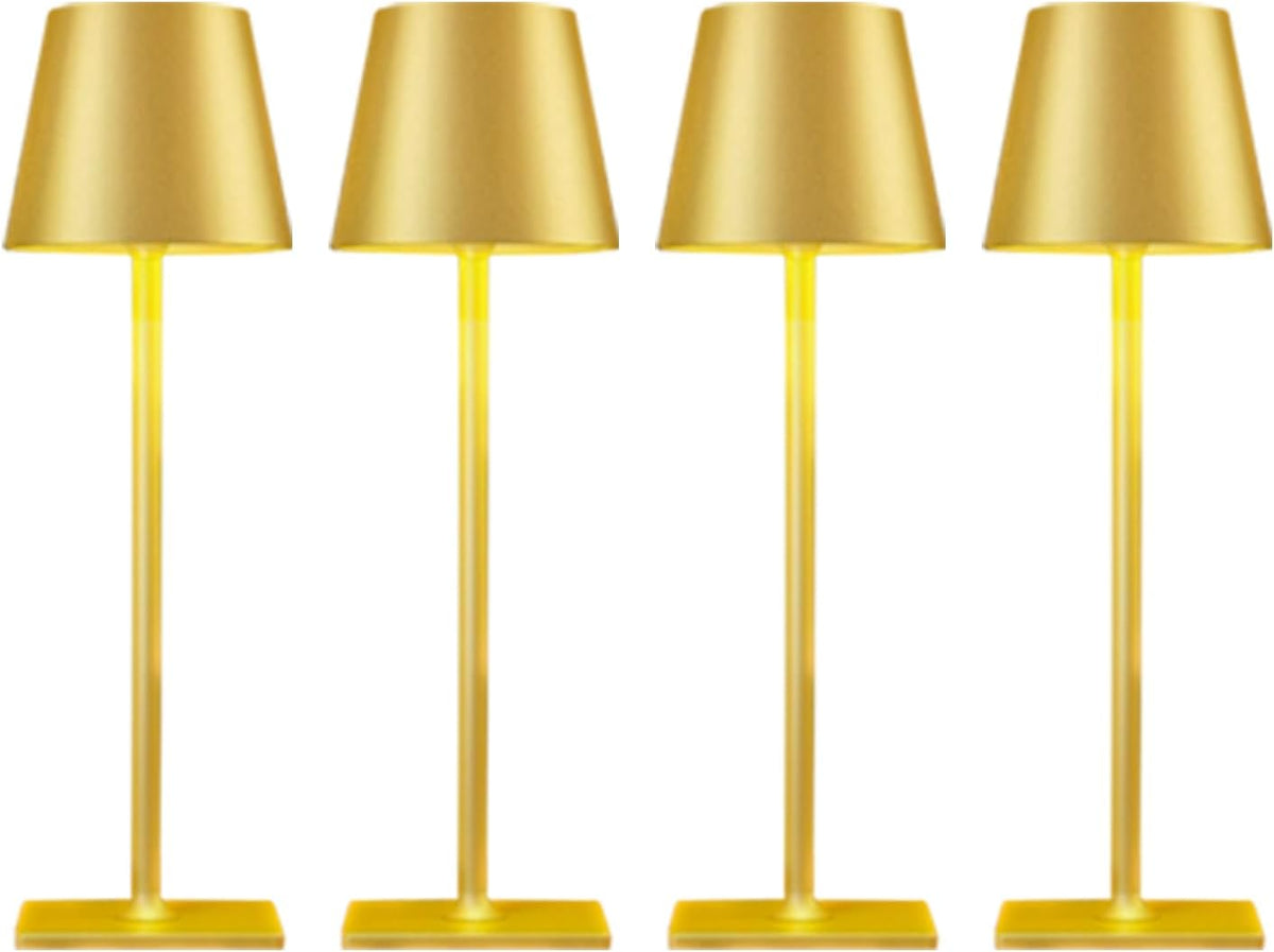 4 Pack Gold Led Cordless Table Lamps-Rechargeable Lamp Set of 4,Tabletop Lighting Outdoor Table Top Light for Restaurant Tables | Dinner | Kitchen Counter Top | Bulk of 4 Wirelss Lamps,Multi-Pack