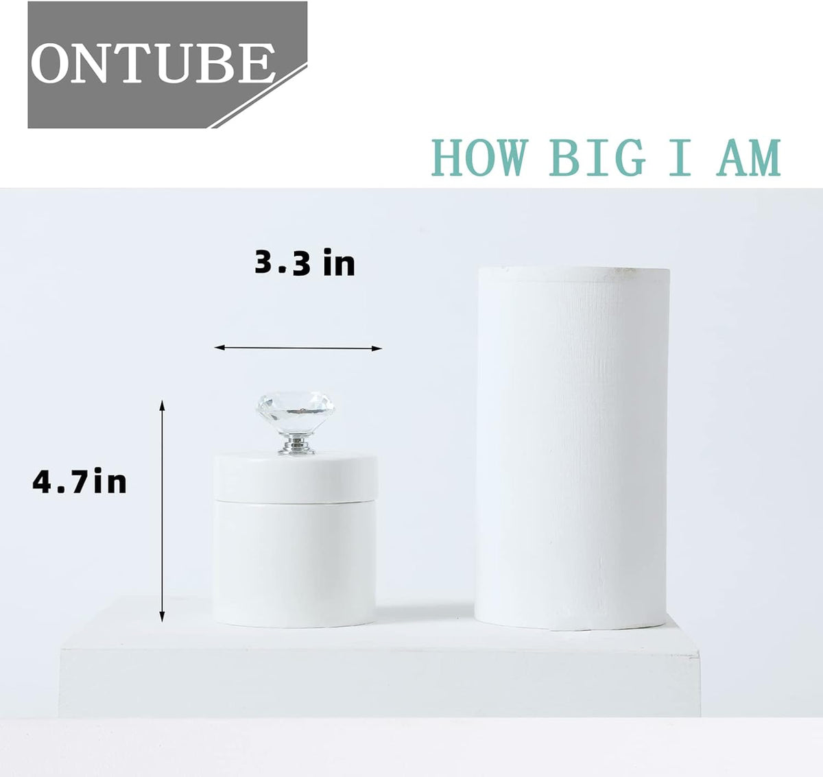 ONTUBE Porcelain Cotton Swabs Holder Organizer with Crystal Lid , White