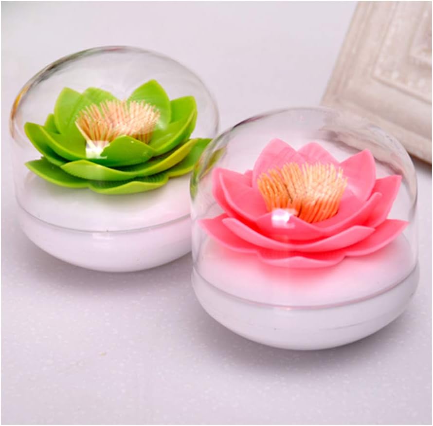 Bloss Lotus Cotton Swab Holder, Qtip Dispenser, Toothpicks Organizer-Pink
