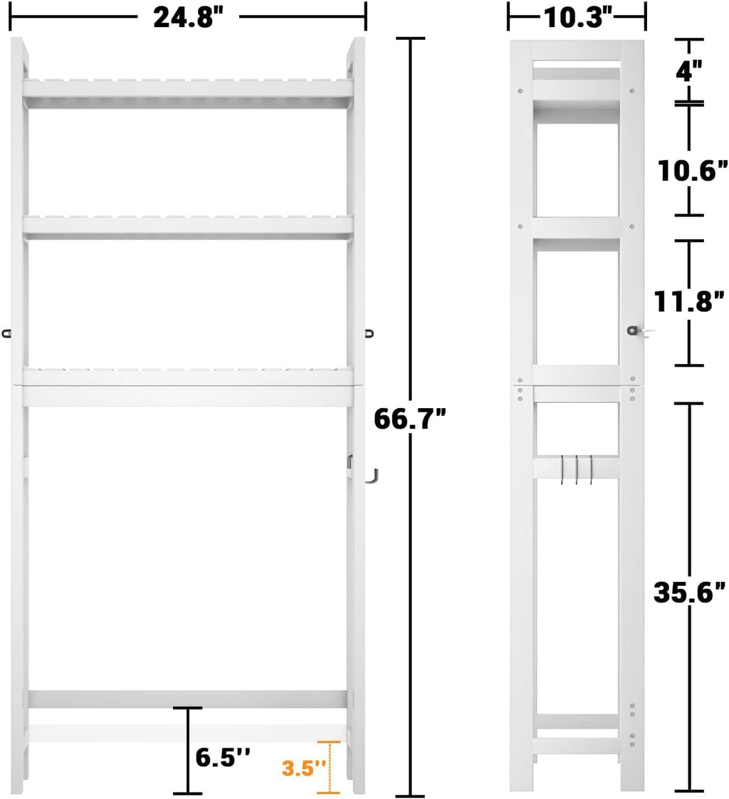 Homykic Over The Toilet Storage, 3-Tier Bamboo Bathroom Shelf, White