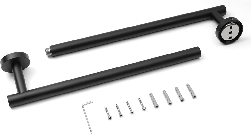 HITSLAM Matte Black 24 Inch Towel Bar for Bathroom, SUS304 Stainless Steel Bathroom Towel Rack Wall Mounted, Modern Home Decor Bath Towel Holder with Hardware Accessories (Total Length 25.7 Inch)