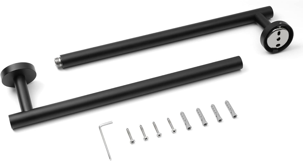 HITSLAM Matte Black 24 Inch Towel Bar for Bathroom, SUS304 Stainless Steel Bathroom Towel Rack Wall Mounted, Modern Home Decor Bath Towel Holder with Hardware Accessories (Total Length 25.7 Inch)