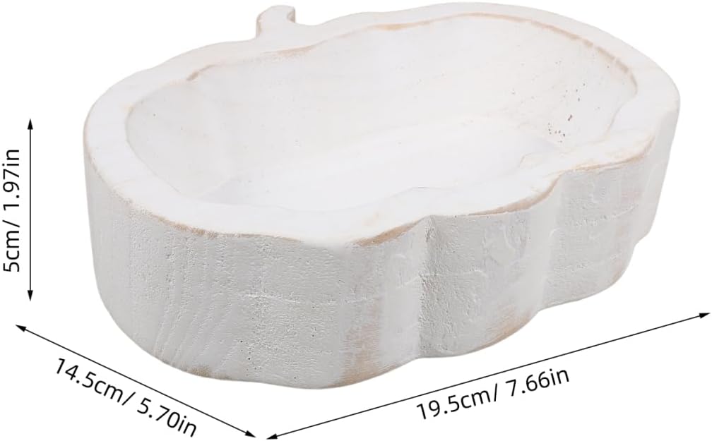 SHOWERORO Pumpkin Shaped Wooden Dessert Bowl 7.67 Inch Fruit Serving Plate for Snacks Storage Home Kitchen Dining