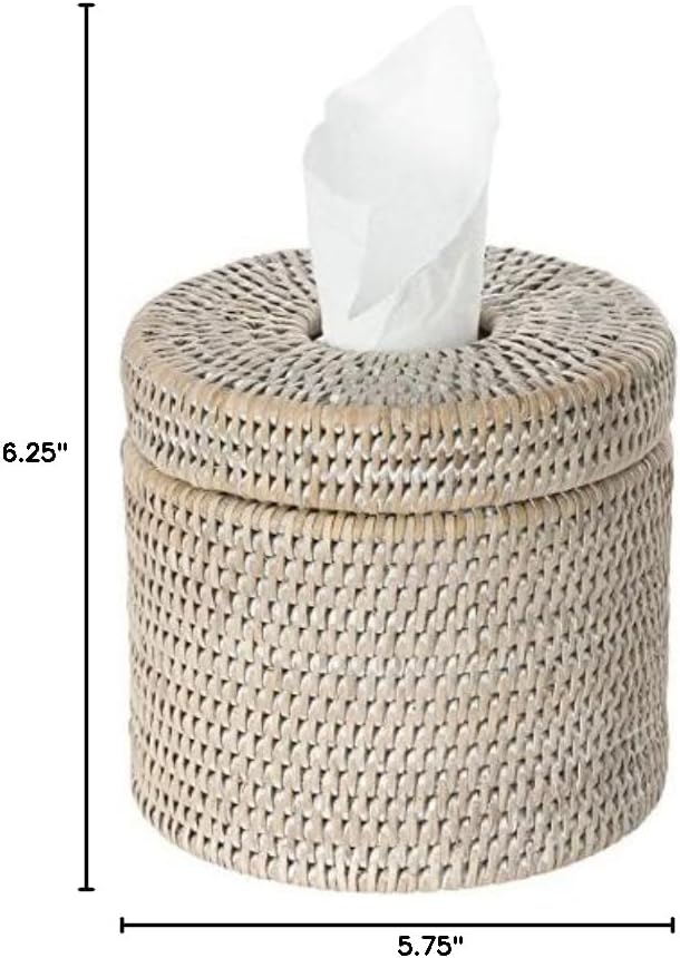 KOUBOO La Jolla Rattan Toilet Paper Holder with Lid, White Wash, Bathroom