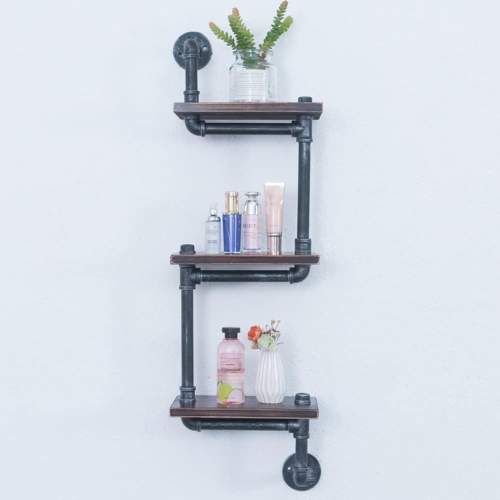 Industrial Pipe Shelving Wall Mounted, Rustic Floating Shelves for Wall
