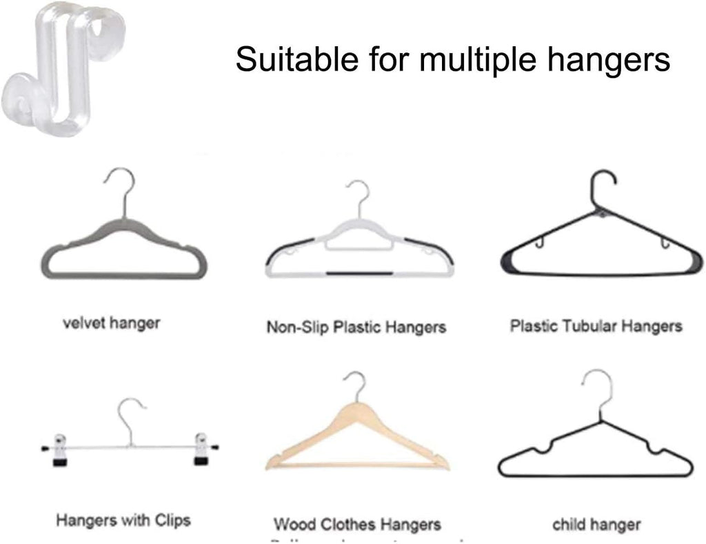 60 Pcs Clothes Hanger Connector Hooks, Mini Cascading Hanger Hooks for Velvet Huggable Hangers, Wooden Hangers, Heavy Duty Space Saving for Closet (Clear)